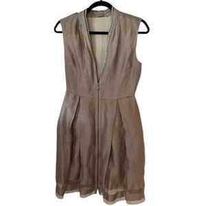 EUC Elie Tahari Linen Zipper Dress Size 4 in color Sand